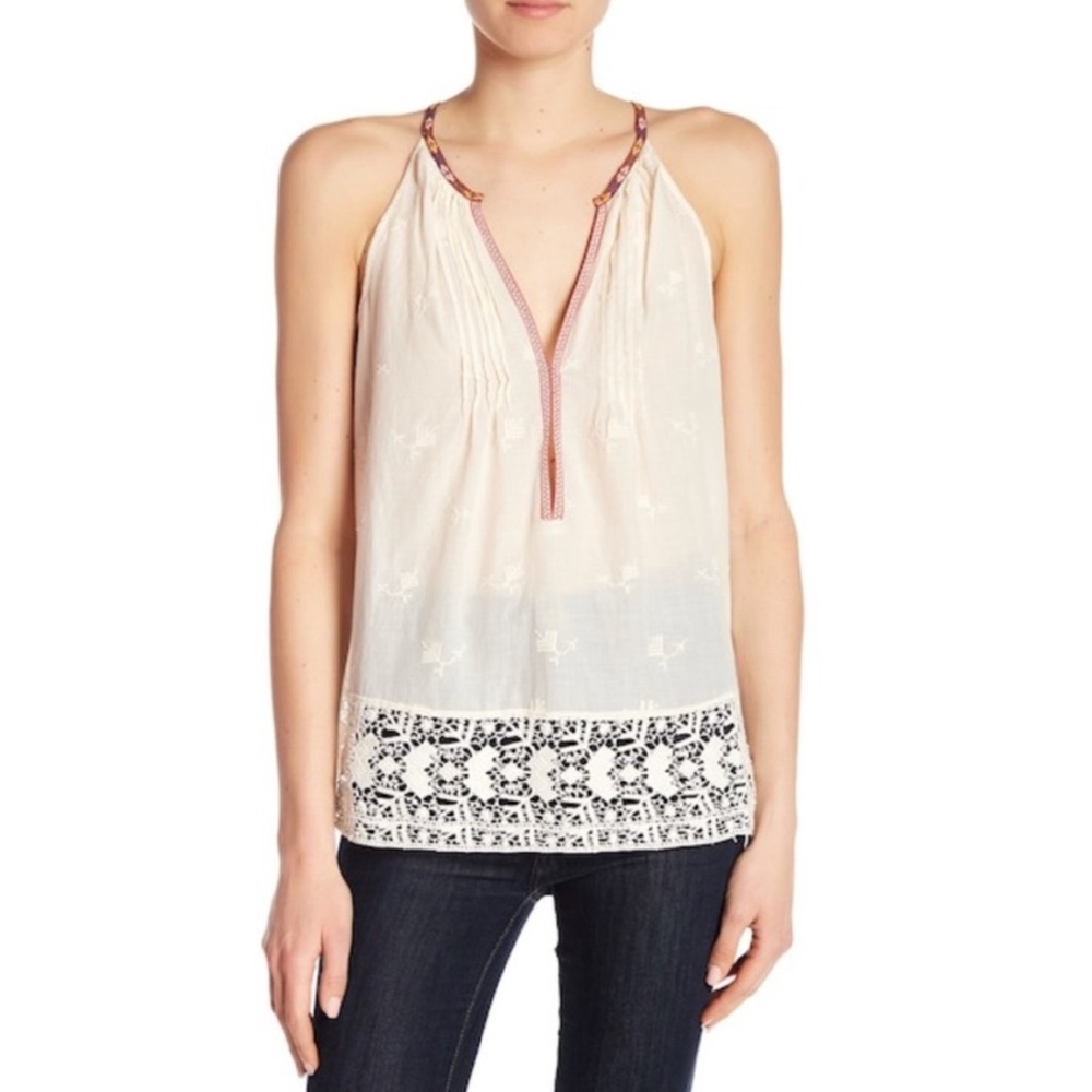 Joie Eniko O Boho Embroidered Lace Tank Top Blouse Cotton Women’s Large Ret $188
